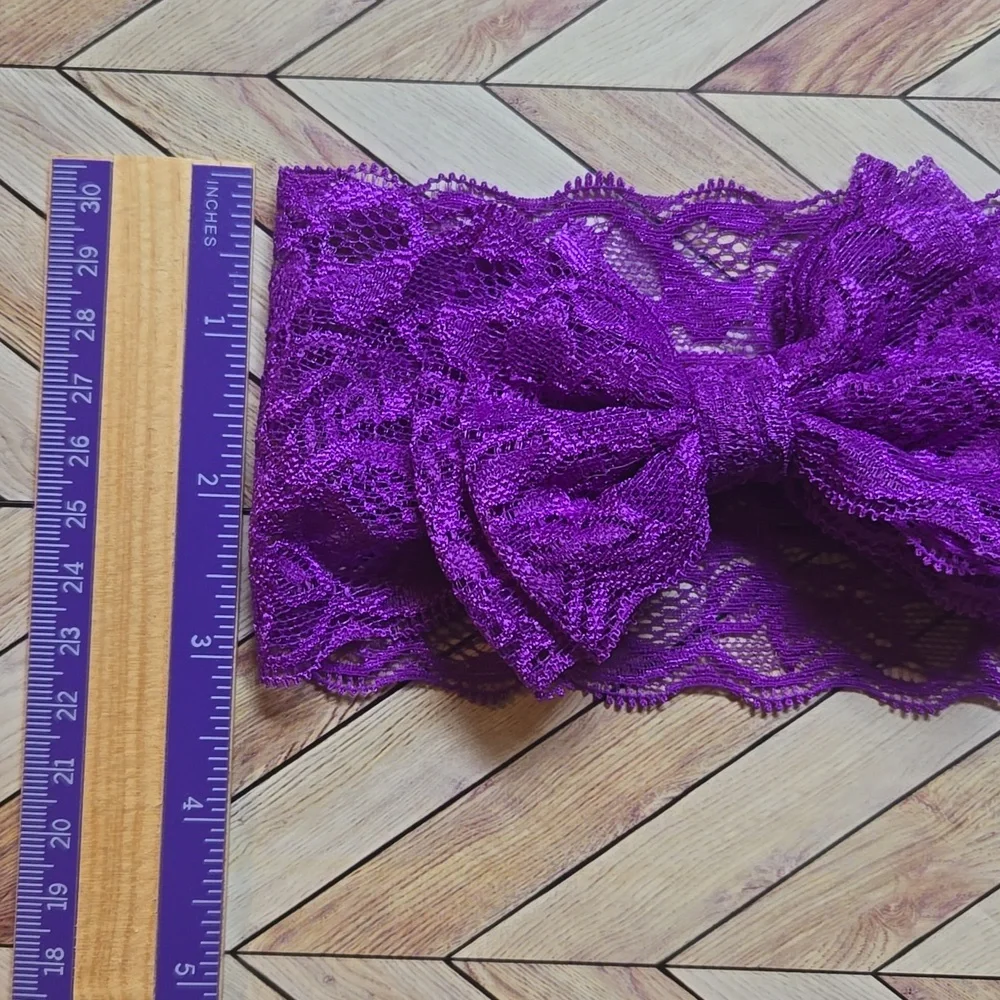 ​Baby Girls Lace Bow Headbands Set Soft Elastic Wide Hairbands Infants & Toddler